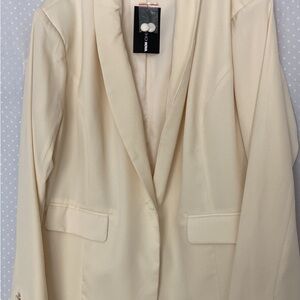 Fashion Nova Cream Blazer Structured Suit Jacket